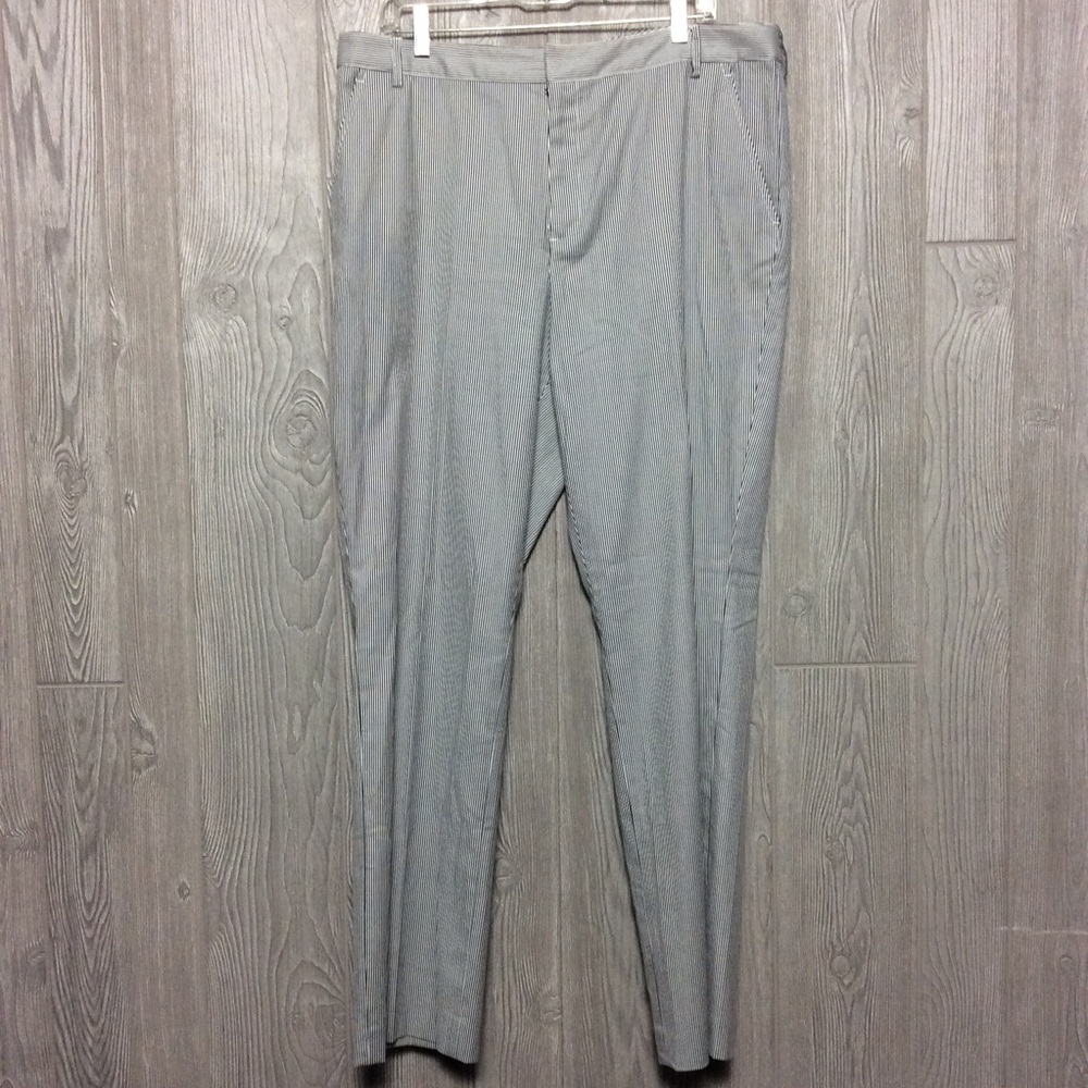 Chaps Womens Gray White Pinstripe Dress Pants PLUS SIZE 16